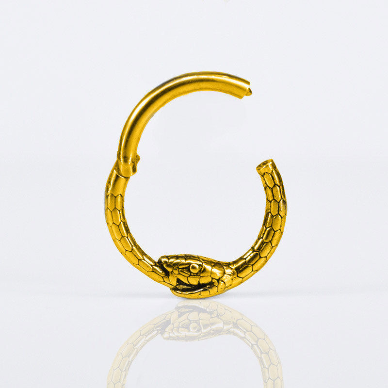 Ouroboros Snake Hinged Segment Ring Gold