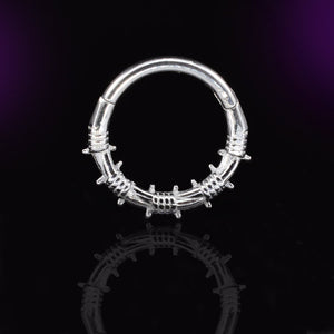 barbed wire punk style segment clicker ring for piercings