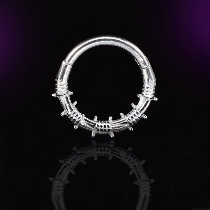 barbed wire punk style segment clicker ring for piercings