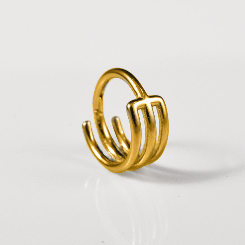 Triple Hoop Clicker RIng in Gold