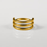 triple hoop clicker ring in gold steel 1.2mm segment ring 8mm diameter