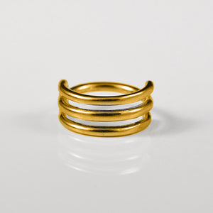 triple hoop clicker ring in gold steel 1.2mm segment ring 8mm diameter