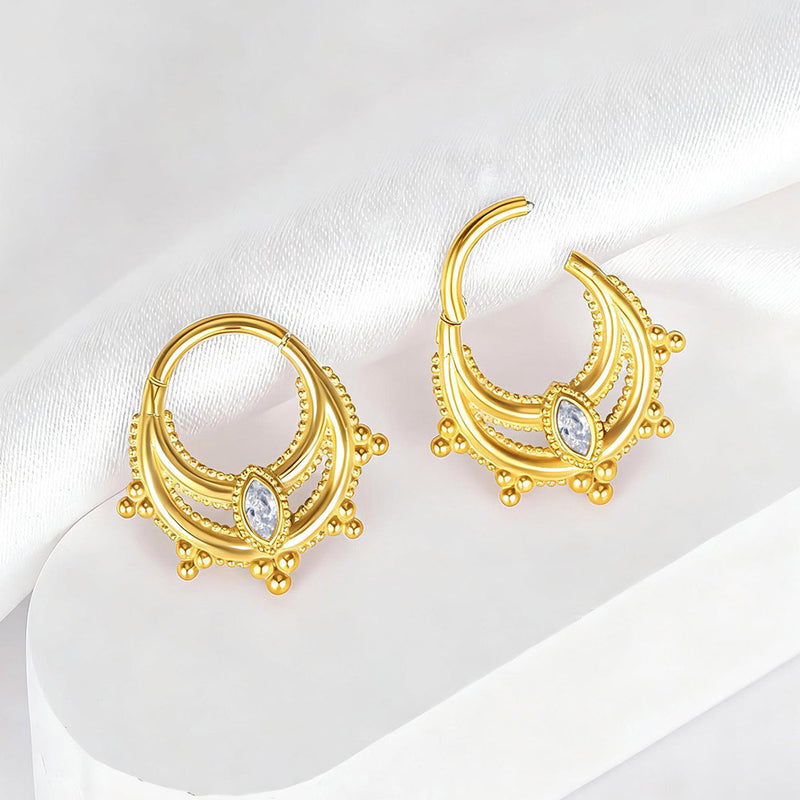 'Myra' Indian Clicker Ring with Clear Gem