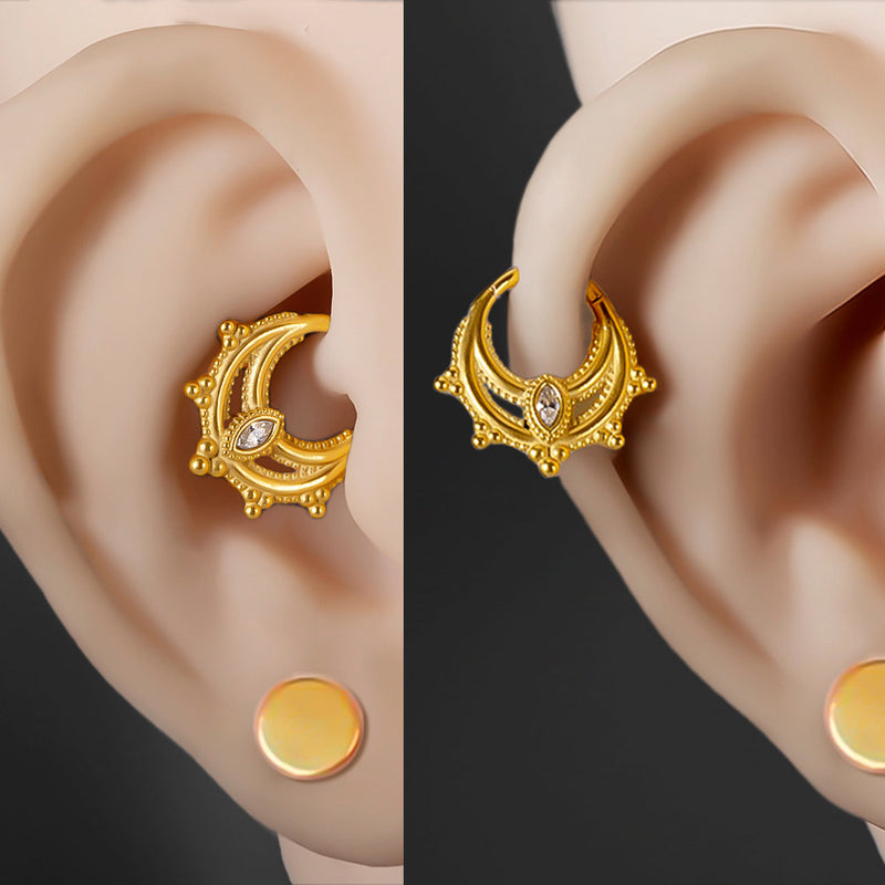 'Myra' Indian Clicker Ring with Clear Gem