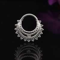 Rajasthani Tribal Indian Clicker Ring, silver coloured surgical steel hinged segment ring.