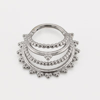 Intricate 4 layered hinged segment ring in a tribal indian design