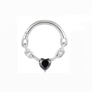 Black Heart on Chain Clicker Ring
