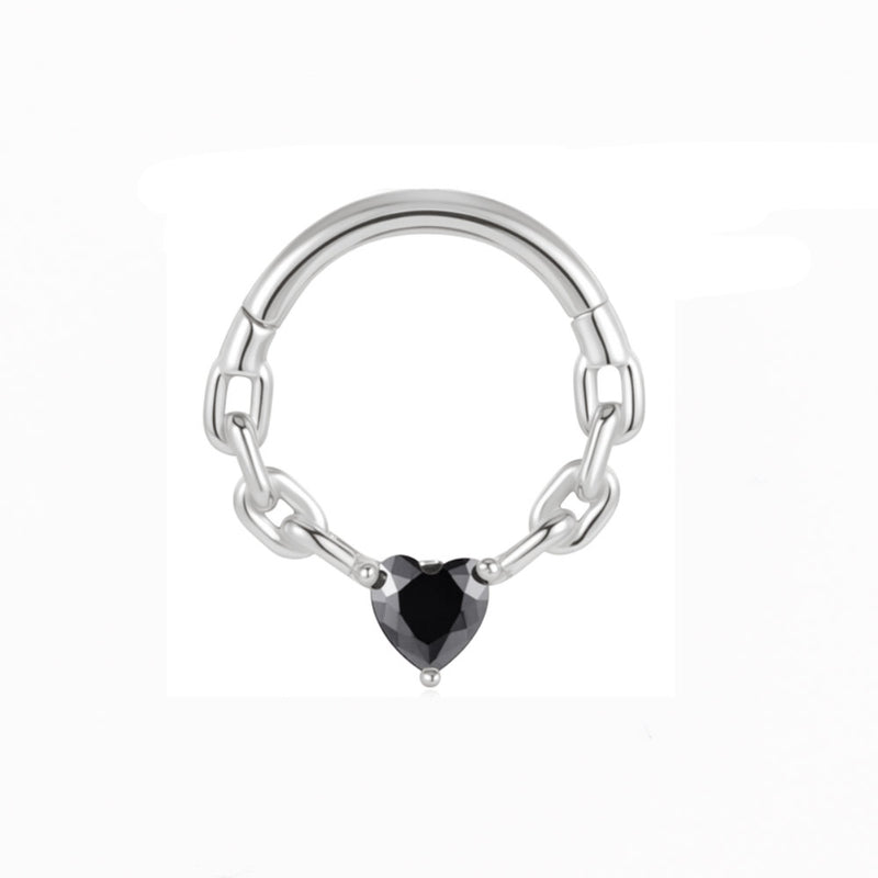 Black Heart on Chain Clicker Ring