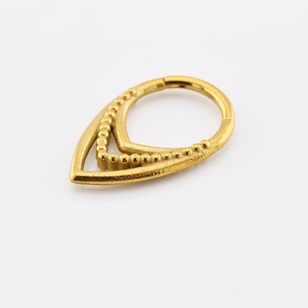 V shape tribal clicker ring in gold steel