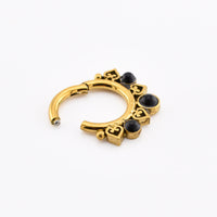 'Kala' Onyx and Heart Filigree Clicker RIng