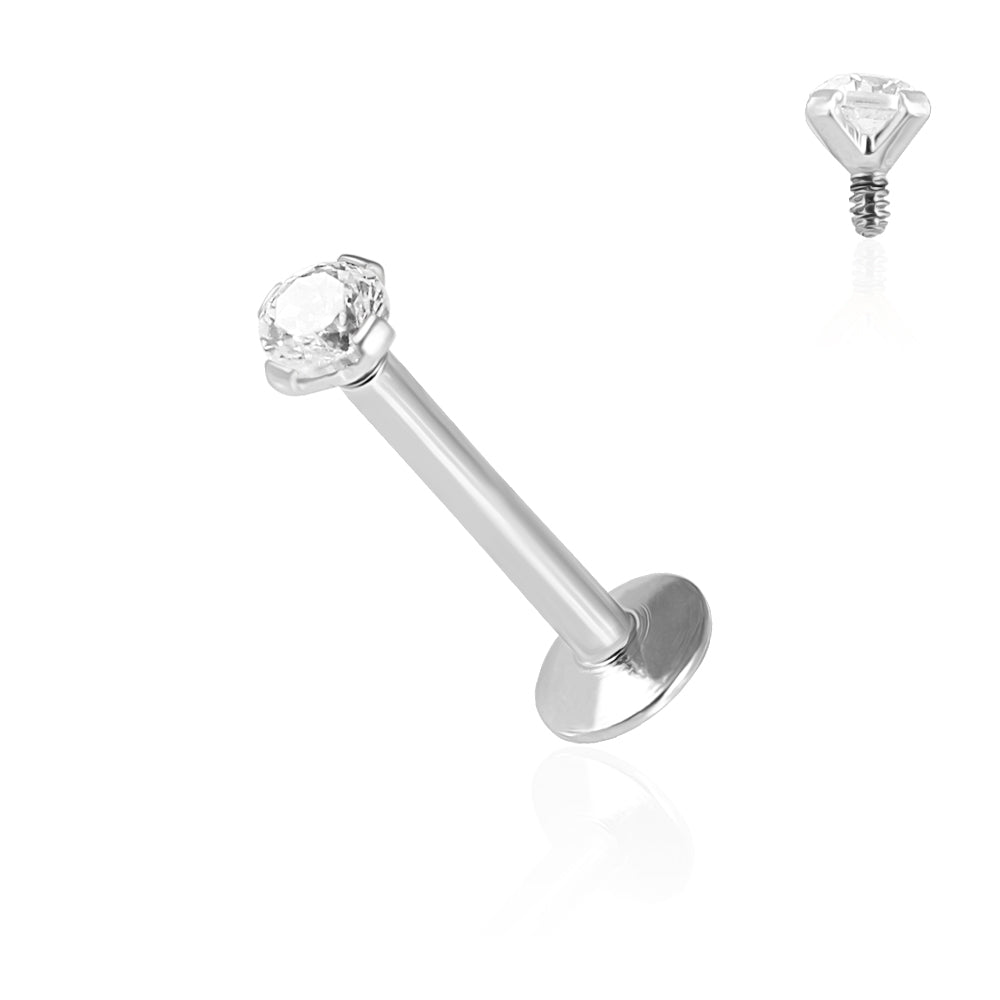 1.2mm internally threaded micro labret with clear crystal