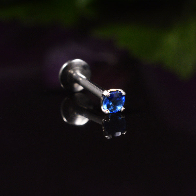 micro labret 1.2mm internally threaded with blue crystal