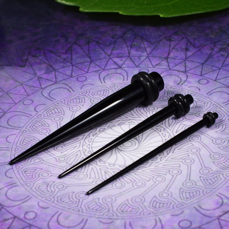 Ear stretchers, black acrylic ear stretching tapers