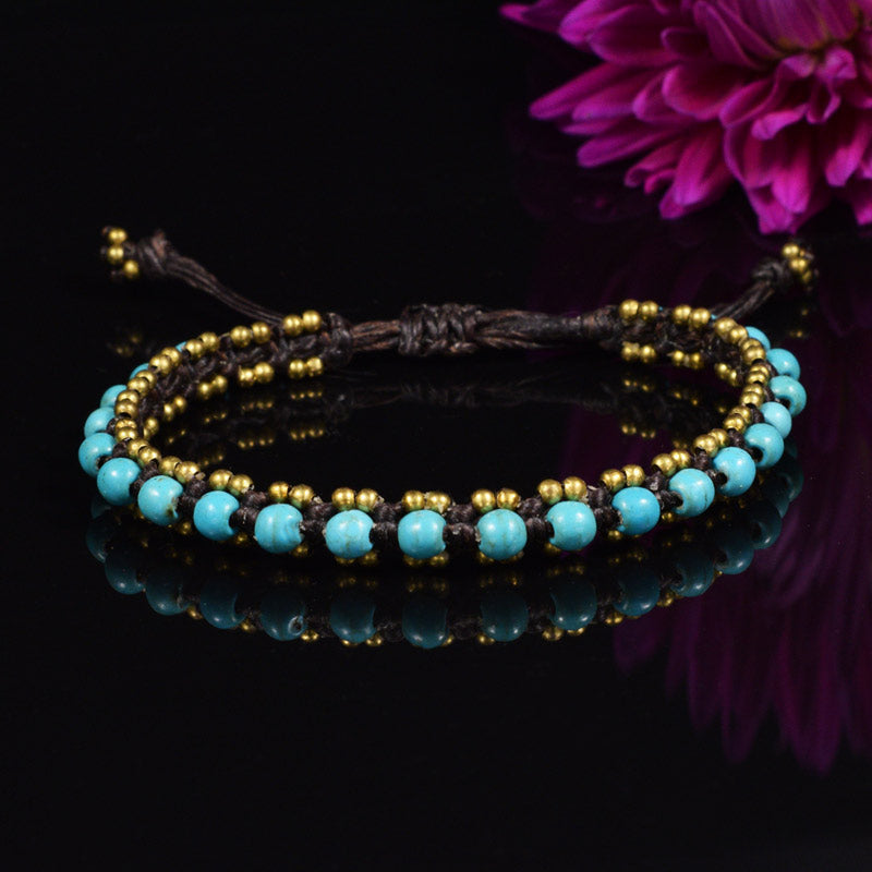 Tribal Bracelet Turquoise Stone Beads 
