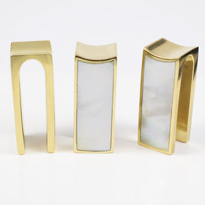 oblong ear hangers with white mother of pearl ear weights