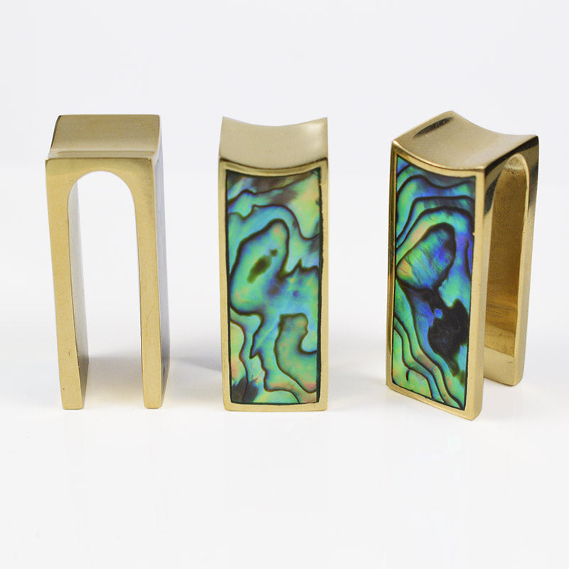 oblong ear hangers with abalone shell
