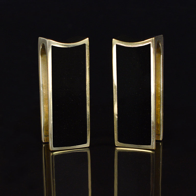 oblong ear hangers with black inlay