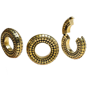 hinged ear weights, tribal hoop weights with dot design