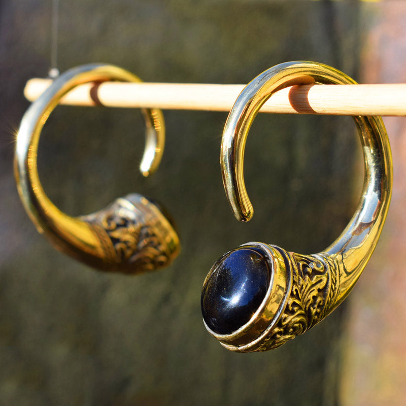 Devanagari Temple Ear Weights with Golden Obsidian