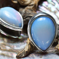 Spade Ear Weights with Large Opalite Stone 