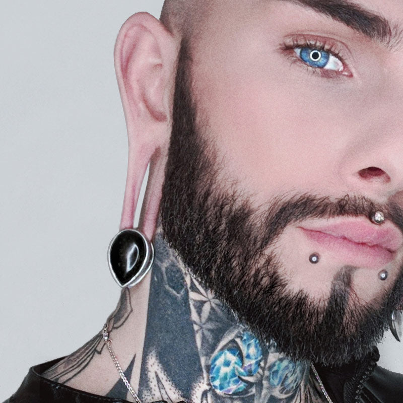 Spade Ear Weights with Gold Obsidian
