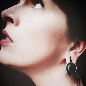 Spade Ear Weights with Gold Obsidian