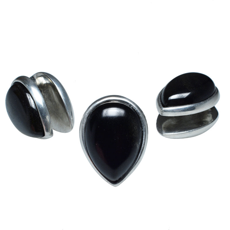 Spade Ear Weights with Gold Obsidian