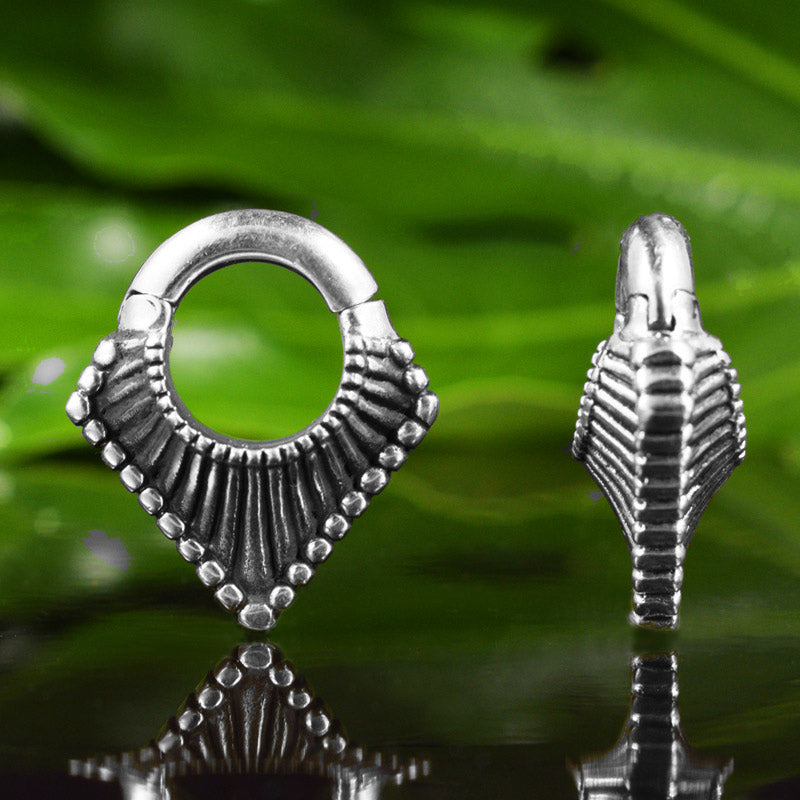 Small and Light Ear Weight. Tribal Design. Silver Brass.