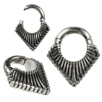 Small and Light Ear Weight. Tribal Design. Silver Brass.arious Views of Small and Light Ear Weight. Tribal Design. Silver Brass.
