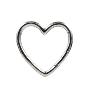 Ear Hangers, Silver Heart Hoops for Gauged Ears