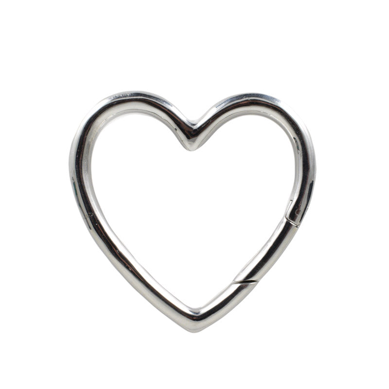 Ear Hangers, Silver Heart Hoops for Gauged Ears