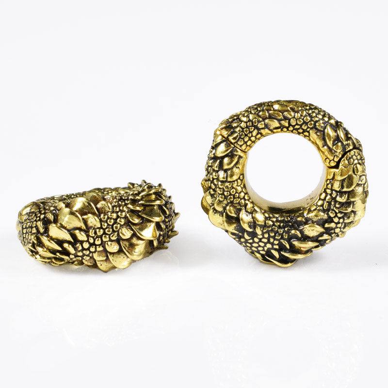 Dragon scale ear weight, hinged, side view