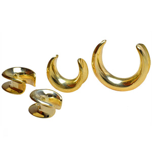 Ear Saddle Plugs, Platform Spreaders in Brass 