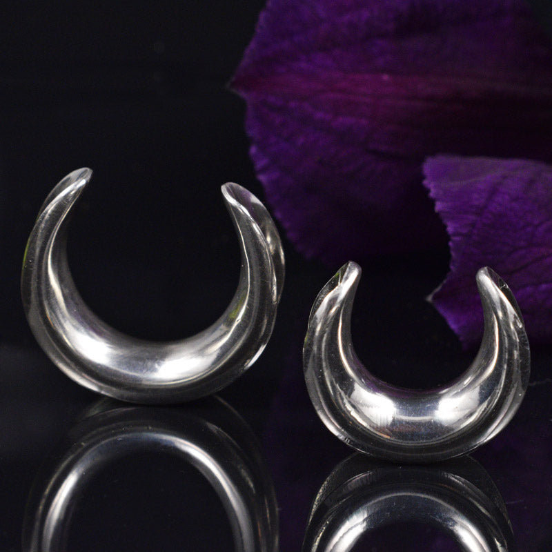 Ear Saddle Plugs. Half Tunnel Ear Weights in Silver Brass. Arka