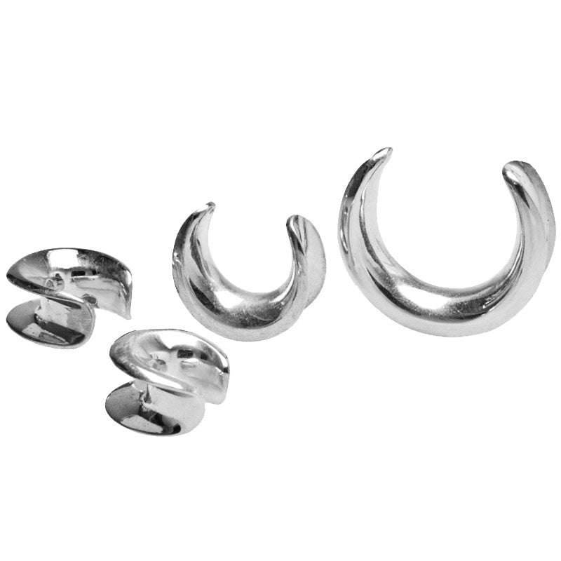 Platform Spreaders, Ear Saddle Plugs in Silver Brass