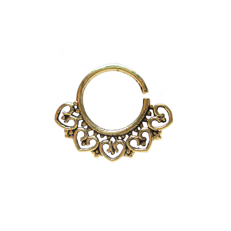 Small Heart Mandala Tribal Septum Ring
