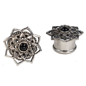 Lotus Mandala Plugs with Onyx Stone