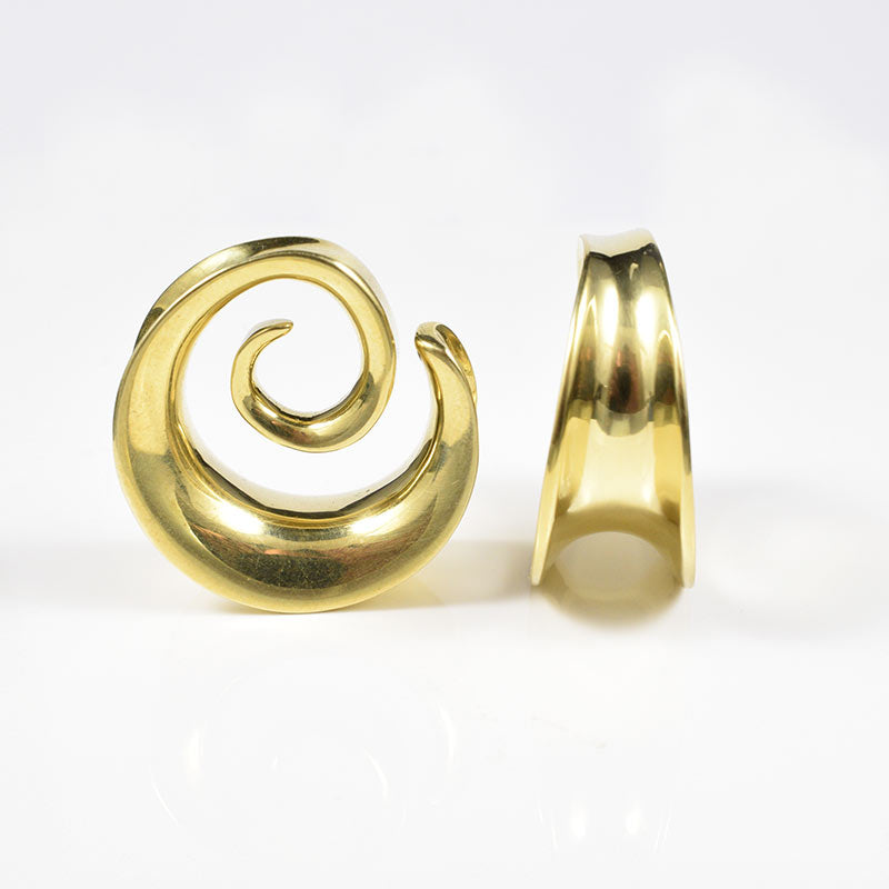 spiral saddle plugs in golden brass
