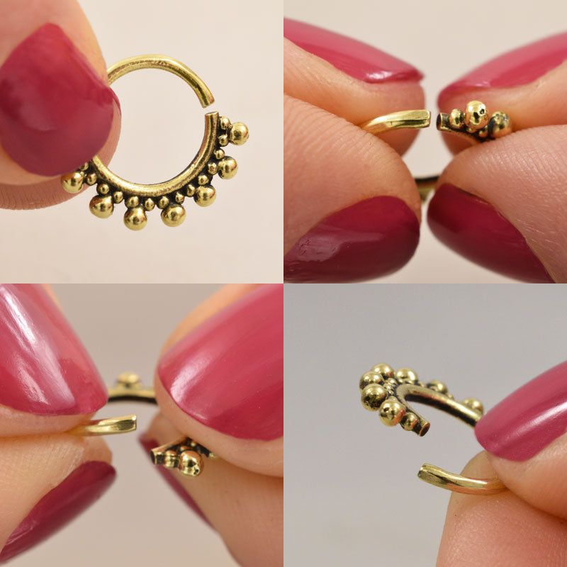 Silver Septum Ring with Deep Blue Opal