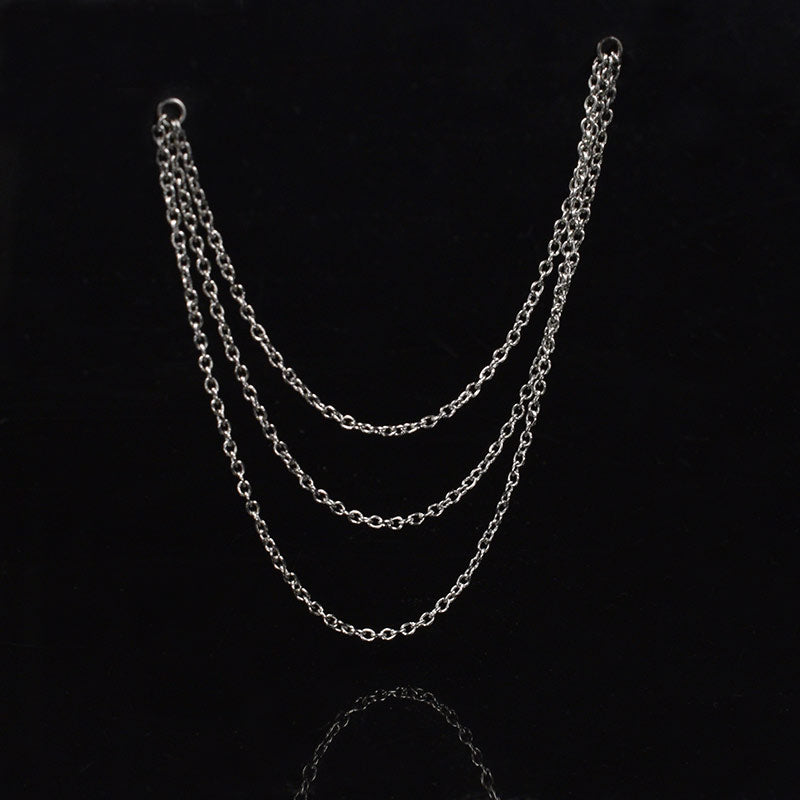 triple cable chain for hanging between ear piercings