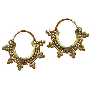 small tribal earrings in golden brass