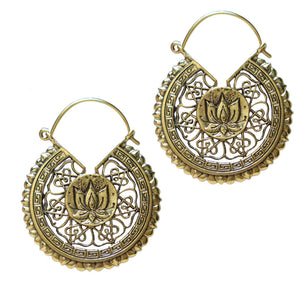 Brass Lotus Mandala Tribal Earrings