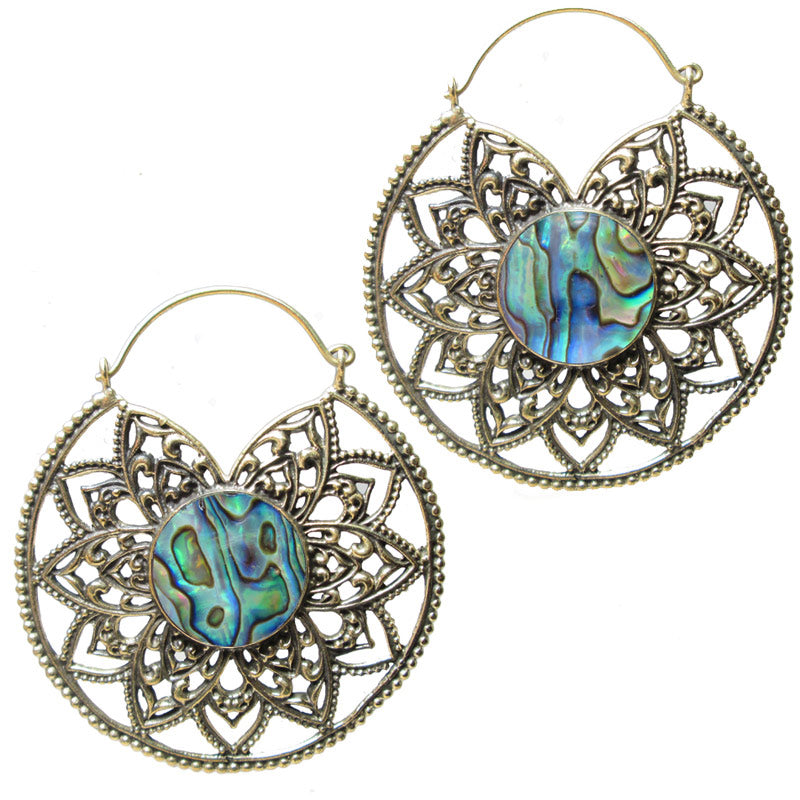 Tribal Mandala Earrings with Abalone