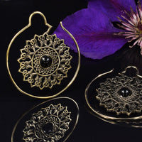 Onyx Mandala Tribal Earrings 