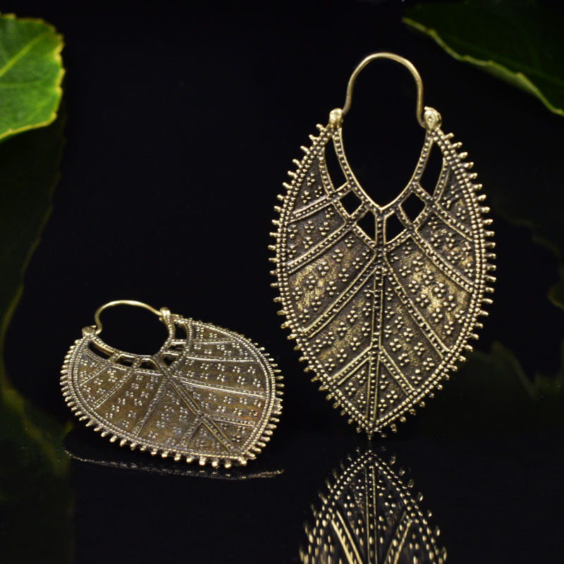 Leaf Earrings in Brass