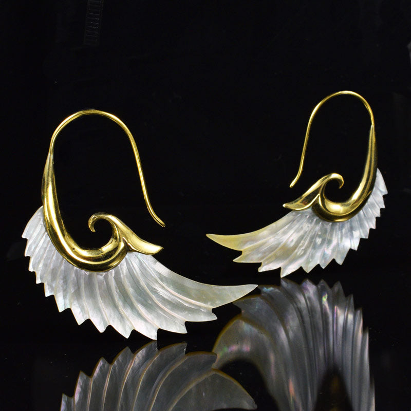 Angel Wing Earrings in Mother of Pearl