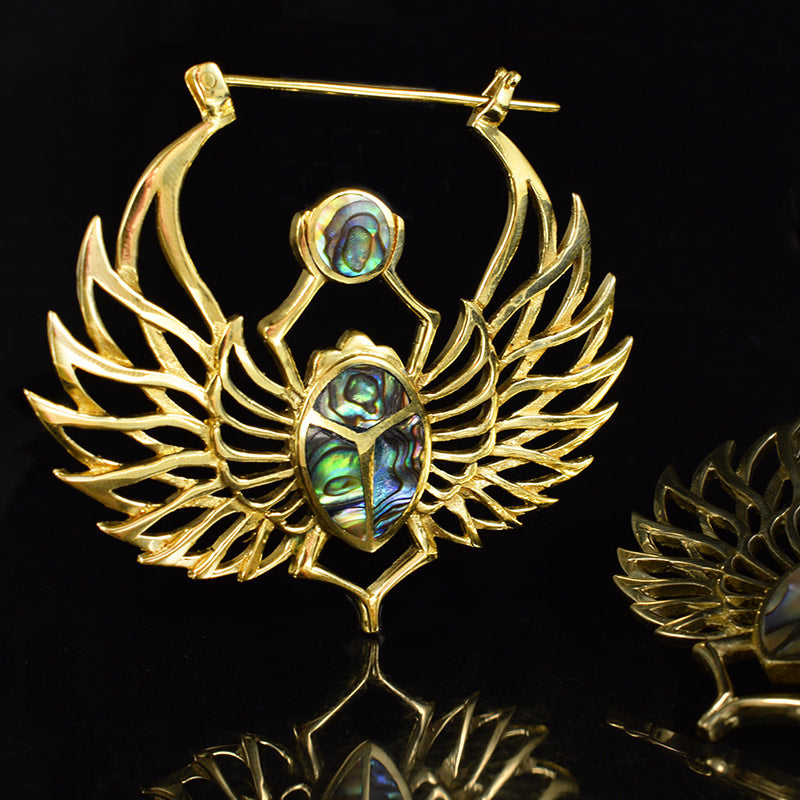 Scarab Beetle Earrings with Abalone 'Ateuchus'