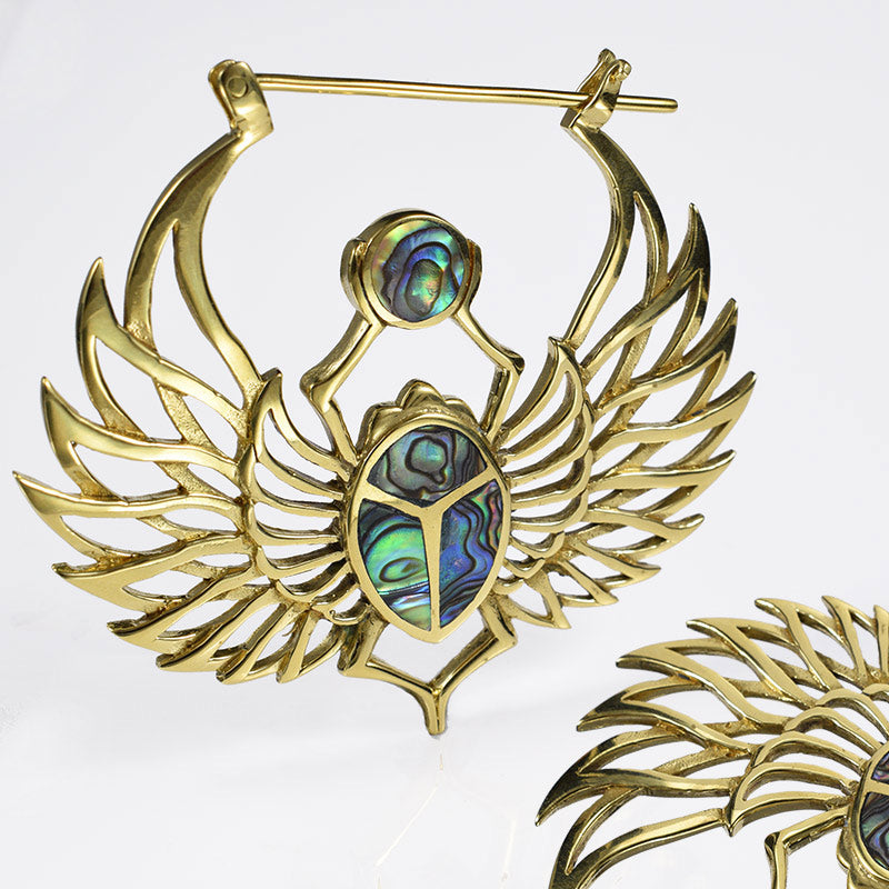 Scarab Beetle Earrings with Abalone 'Ateuchus'