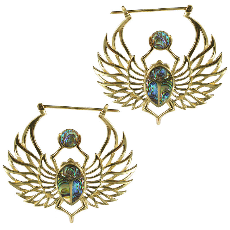 Scarab Beetle Earrings with Abalone 'Ateuchus'