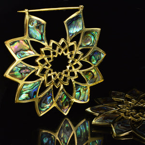 'Padma' Earrings with Rainbow Abalone